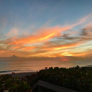 Posted November 26, 2016 at Melbourne Beach, FL - Yesterday, I met a stranger on the beach named Joe. Joe is divorced, has kids, is from New Jersey and works in Manhattan. He is in town visiting his mother, who lives a few blocks away. During our talk, I told Joe of my frustration because the birds wouldn't cooperate and pose during my beach pictures like they do for all my friends when they take sunrise pics. We talked a bit about his life, and he told me he was going to try to take a photo with his kids on the beach during sunrise at some point during his vacation, because all through his marriage he was always the picture taker. It seems his kids have tons of photos with their mom, but virtually none with Joe, and he wanted to make up for that. I saw Joe again this morning, and he introduced me to his son. I was touched he was able to have one of his kids with him on the beach, because it obviously meant a lot to him during our talk. I shot my sunrise pics as usual, and I saw some birds, so I made sure to take a few pics of them, even though they were just skimming the top of the waves, not up in the sky posing for me. After a few pics, I checked them to see how they looked. It was then I realized I had captured Joe and his son sitting on the beach in many of my pictures. If you look at the lower left of the pic up close, you'll see them, and seven birds just above them. My thoughts returned to our talk yesterday, and I thought it was pretty cool that I was able to take pictures with Joe, his son and some birds in them. When I was done shooting, I walked down, gave him a business card, and told him to email me and I'd send him the pics. I sure hope he does... UPDATE: Joe has emailed me and I've sent him a couple of photos already. I'll send him more when I get them edited. UPDATE 2: Joe and all three of his kids were at the sunrise on the beach this morning (day after I took the pic above). I took a posed photo for them, and a few other pics that I emailed to him.