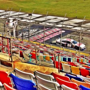 Posted December 11, 2013 at Charlotte Motor Speedway - Dale Earnhardt Jr. crosses the start/finish line in "Offseason" testing for the NASCAR Sprint Cup teams