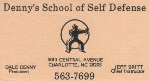 Denny's School Of Self Defense Card