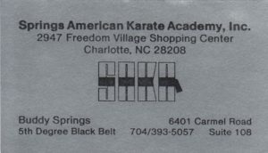 Springs American Karate Academy Card